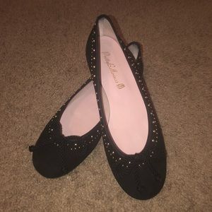 Black Gold-Studded Flats